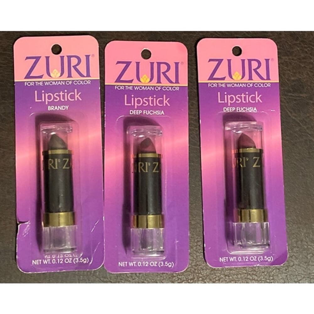 ZURI Lipsticks. Two shades Brandy (1) and Deep Fuchsia (2)